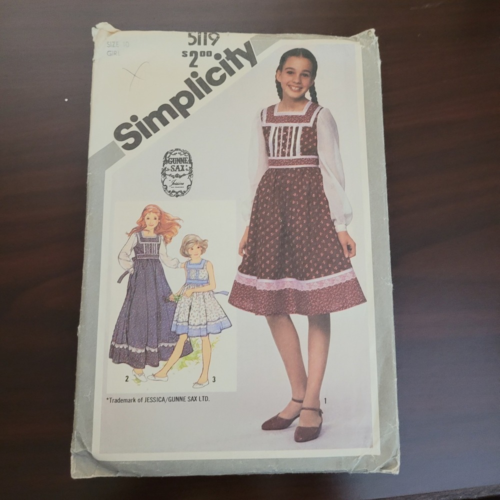 Vintage 1981 Simplicity 5119 Gunne Sax Girls‎ Dress Sewing Pattern Size 10 80s